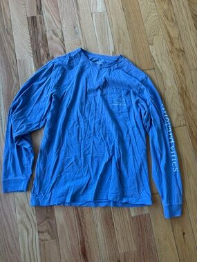 Vineyard Vines Men's Long-Sleeve Pocket Tee - Royal Blue with Sleeve Logo